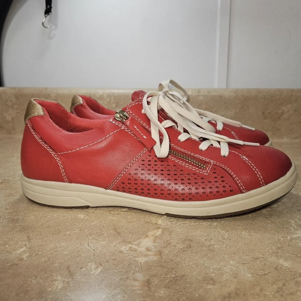 Earth Origins Shoes Womens SZ 9 Etta Leather Sneakers Lace Up Zip Comfort Casual